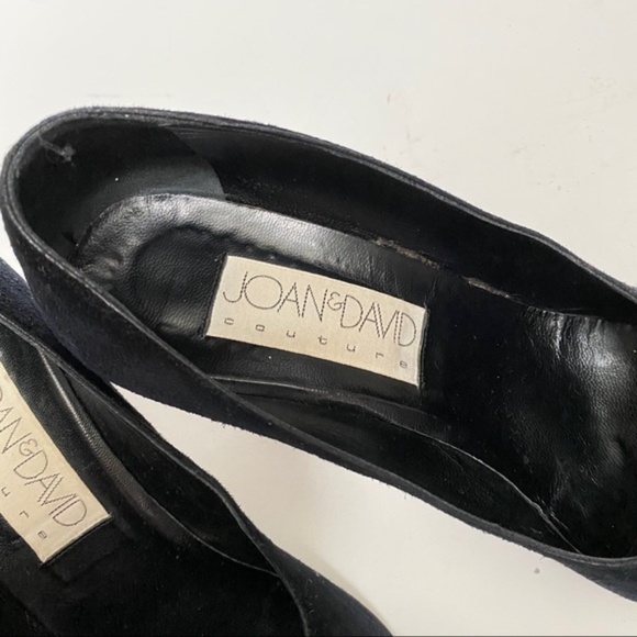 Vintage Joan And David Couture Black Suede Double Bow Heels Sz 8.5 - Picture 6 of 6
